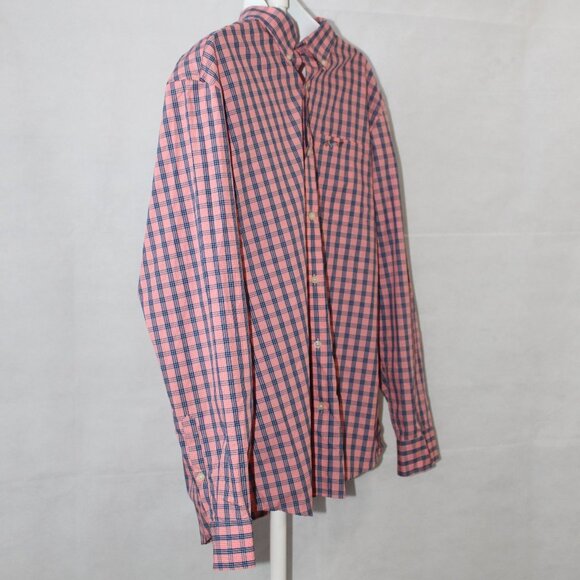 Greg Norman Men’s Long Sleeve Button Down Shirt Pink Navy Plaid Striped Size XL - Picture 4 of 8